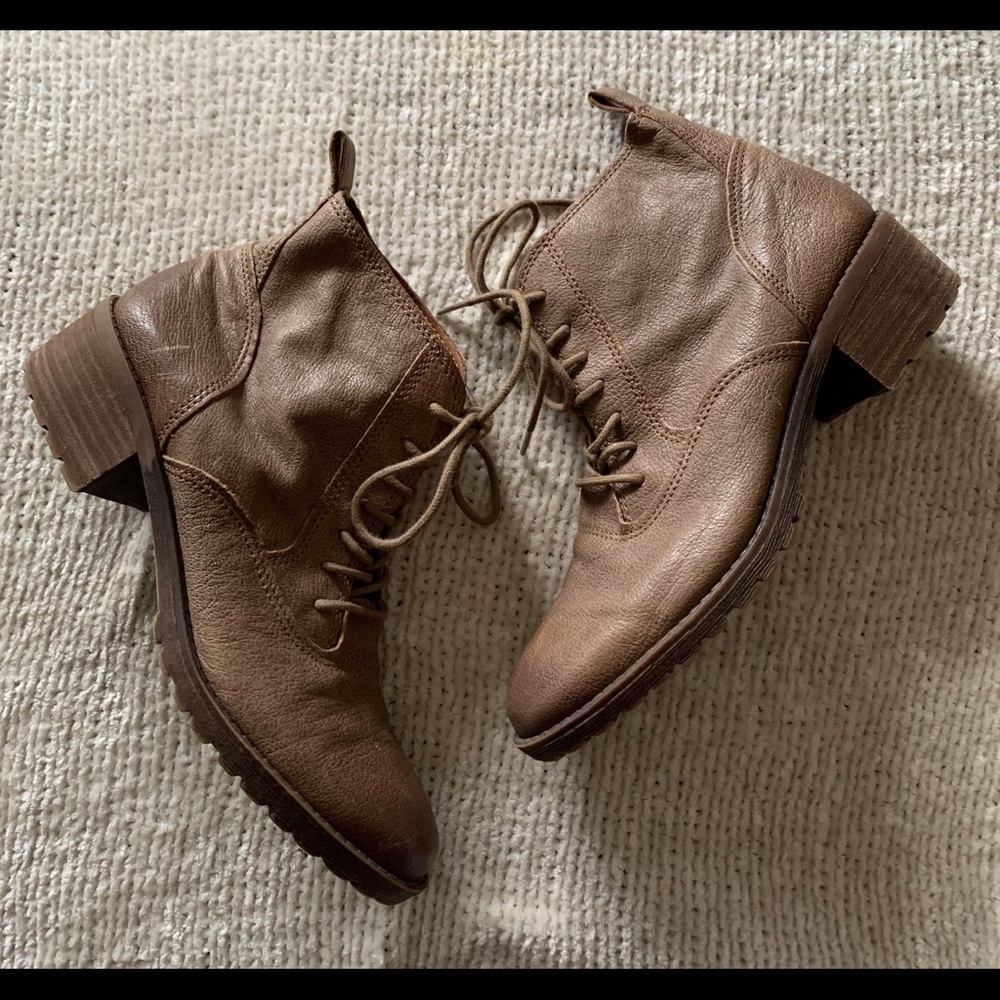 Lucky Brand 7.5 Taupe Brown Giorgia Lace Up Boots - Picture 6 of 12
